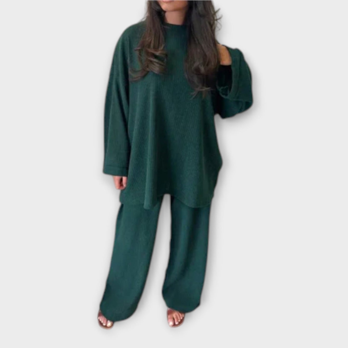 Variant image for Ingrid - Oversized Damen Set Aus Pullover Und Hose Im Gerippten Stil Für Komfort Und Stil-1