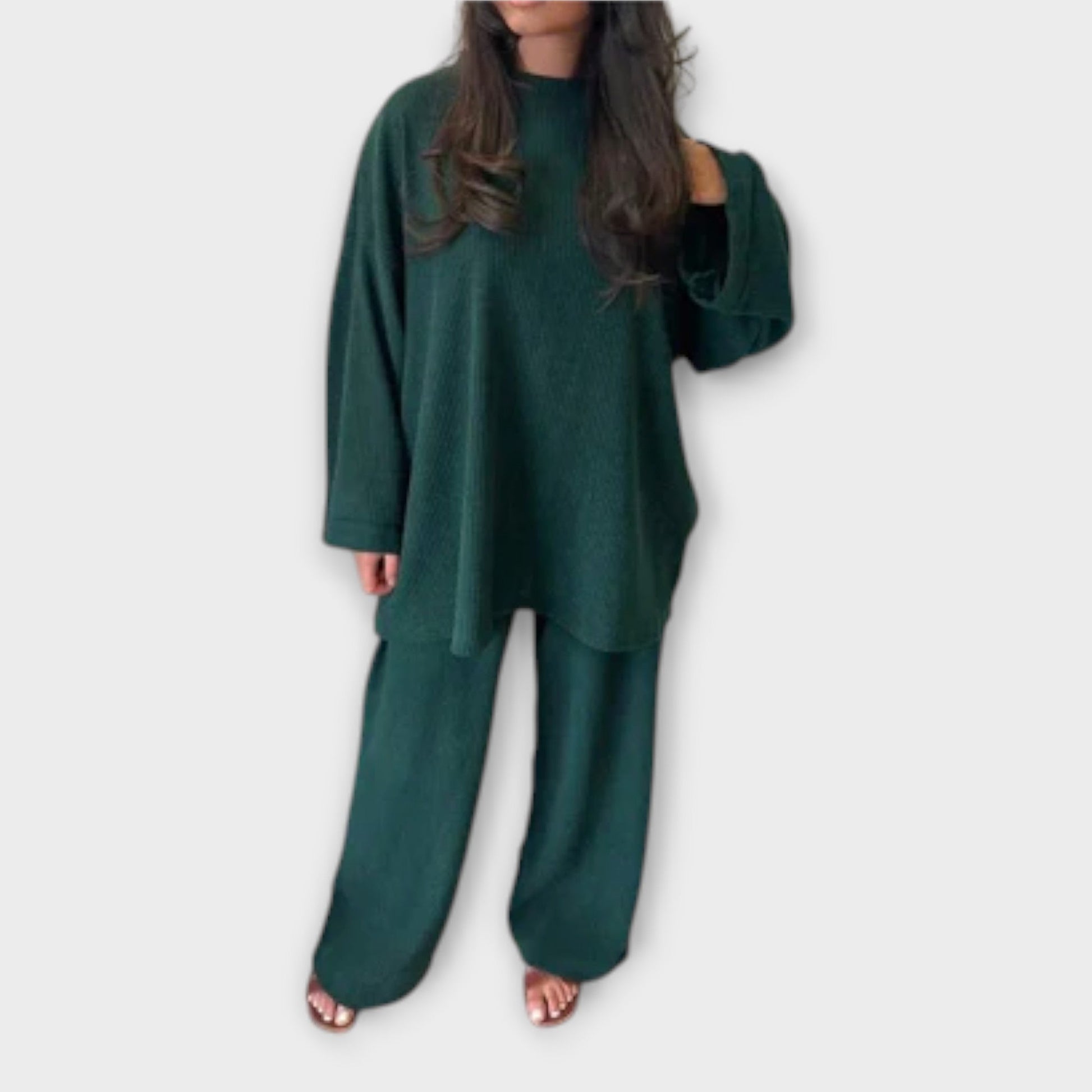 Variant image for Ingrid - Oversized Damen Set Aus Pullover Und Hose Im Gerippten Stil Für Komfort Und Stil-1