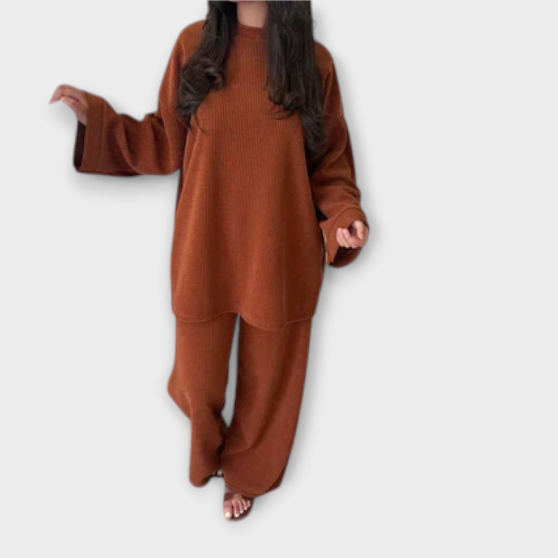 Variant image for Ingrid - Oversized Damen Set Aus Pullover Und Hose Im Gerippten Stil Für Komfort Und Stil-7