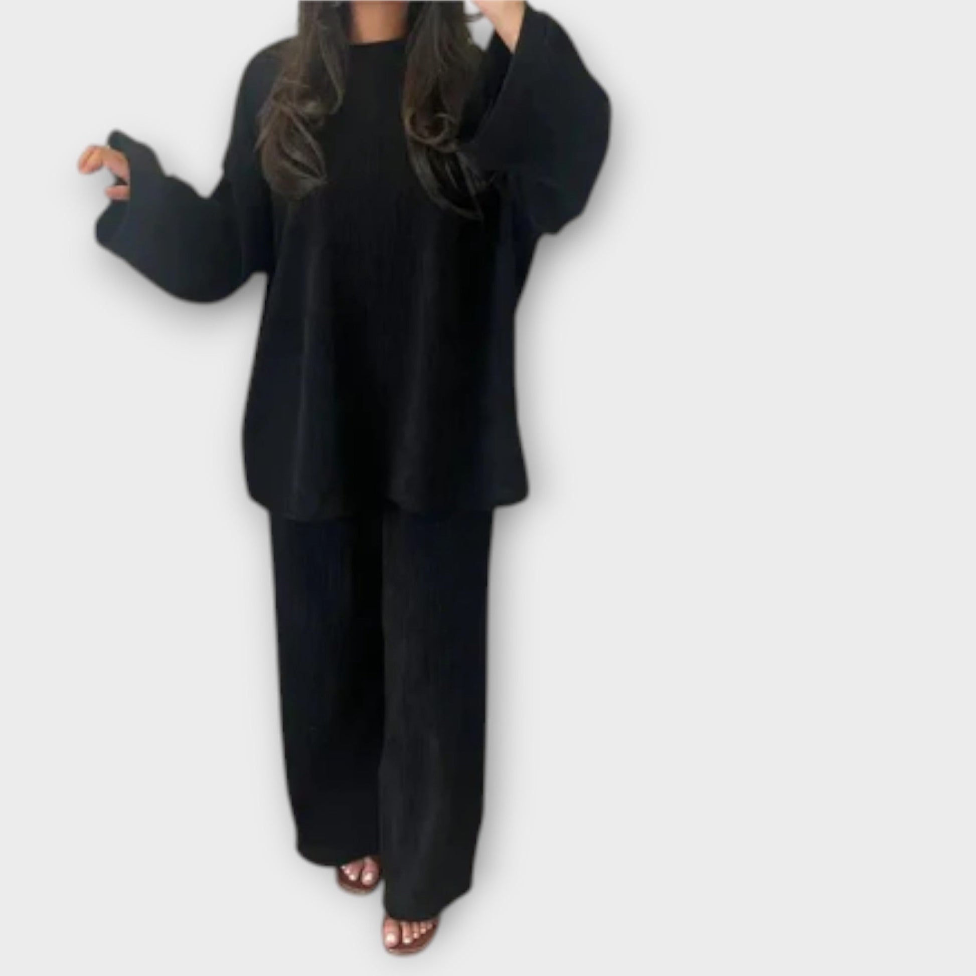 Variant image for Ingrid - Oversized Damen Set Aus Pullover Und Hose Im Gerippten Stil Für Komfort Und Stil-3