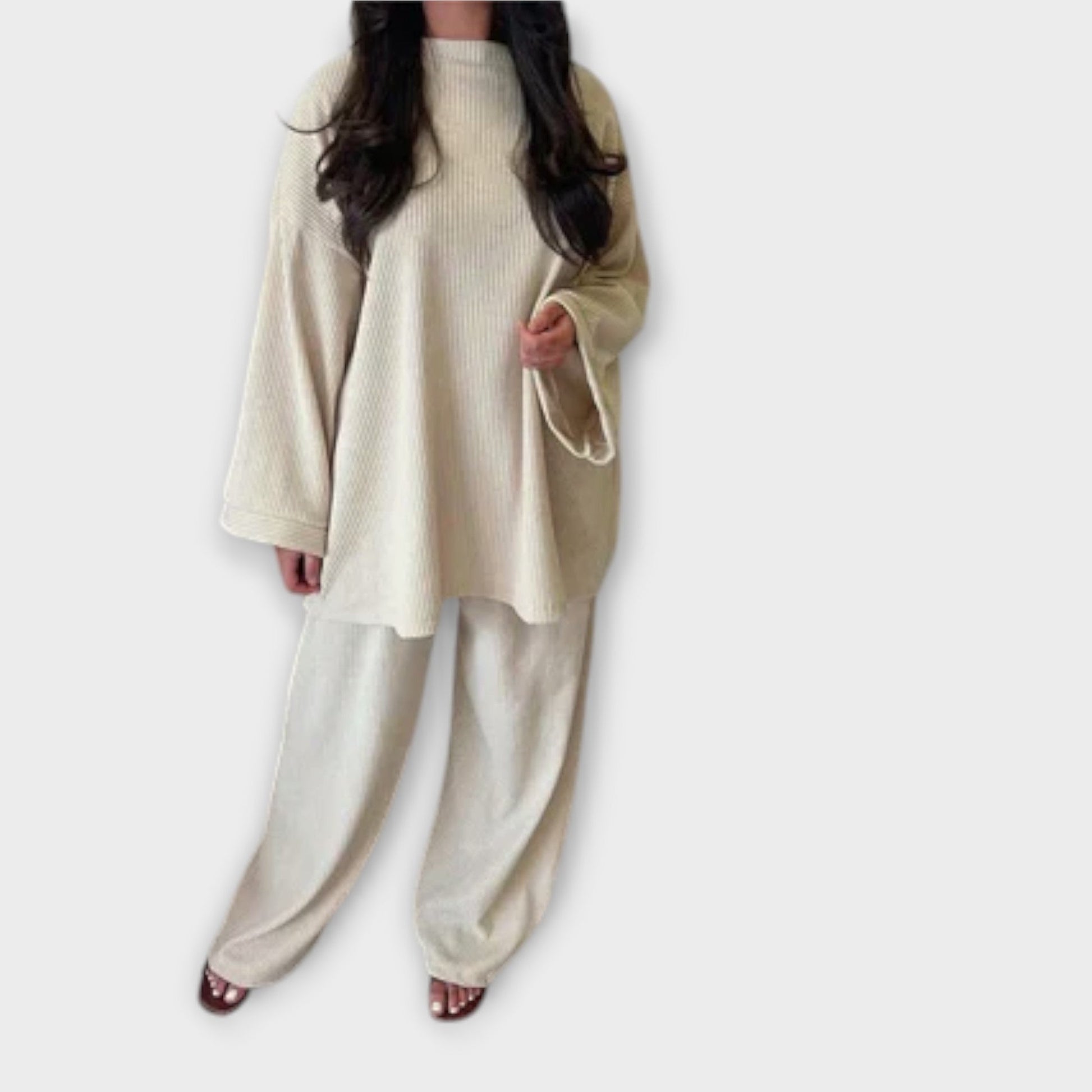 Variant image for Ingrid - Oversized Damen Set Aus Pullover Und Hose Im Gerippten Stil Für Komfort Und Stil-17