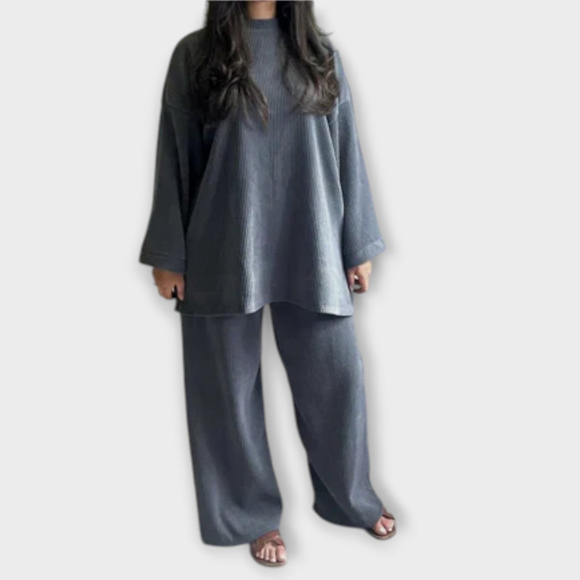 Variant image for Ingrid - Oversized Damen Set Aus Pullover Und Hose Im Gerippten Stil Für Komfort Und Stil-9