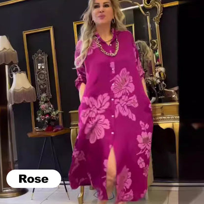 Variant image for Anna Maxi Kleid Langarm – Lässiges Maxikleid Sommer für Damen, Bequemes Shirt-Kleid aus 100% Baumwolle, Vielseitig und Pflegeleicht-13