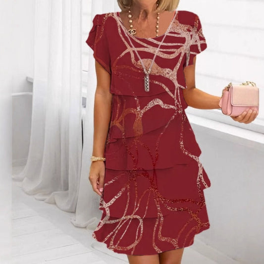 Anna's Festliches Rüschenkleid Damen – Elegantes Kleid Hochzeitsgast – Leichtes, Atmungsaktives Material, Größen S-3XL-1