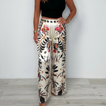 Variant image for Anna Weiße Hose Damen - Elegante Satinbreite Hosen für Jeden Anlass - Fließende, Bequeme Hosen für Damen-1