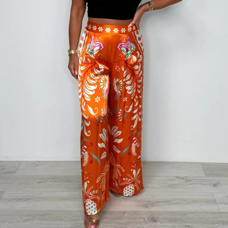 Variant image for Anna Weiße Hose Damen - Elegante Satinbreite Hosen für Jeden Anlass - Fließende, Bequeme Hosen für Damen-7